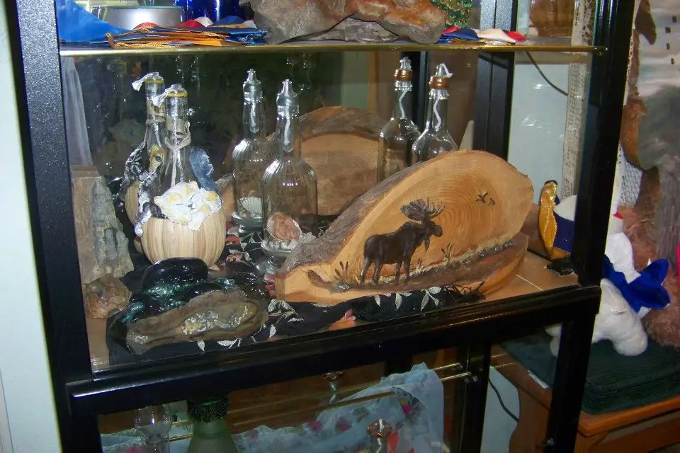 Image of display case of bottled art